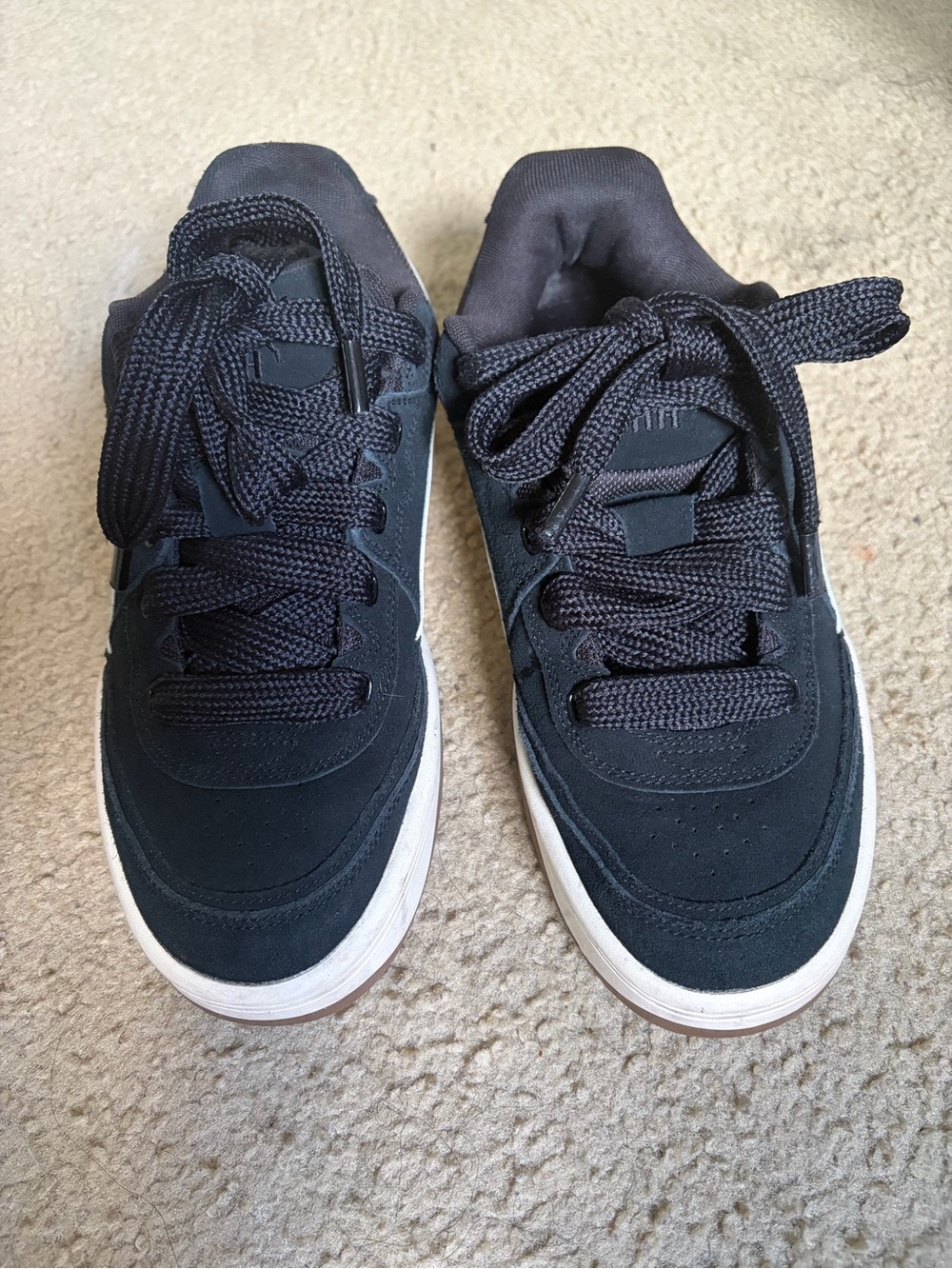 Puma Men's Black Lace-Up Sneakers with White Midsole